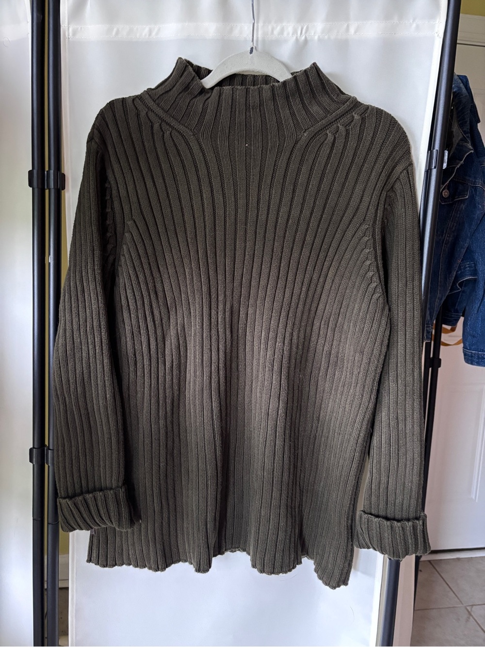 Lauren Ralph Lauren Olive Ribbed Mock Neck Sweater